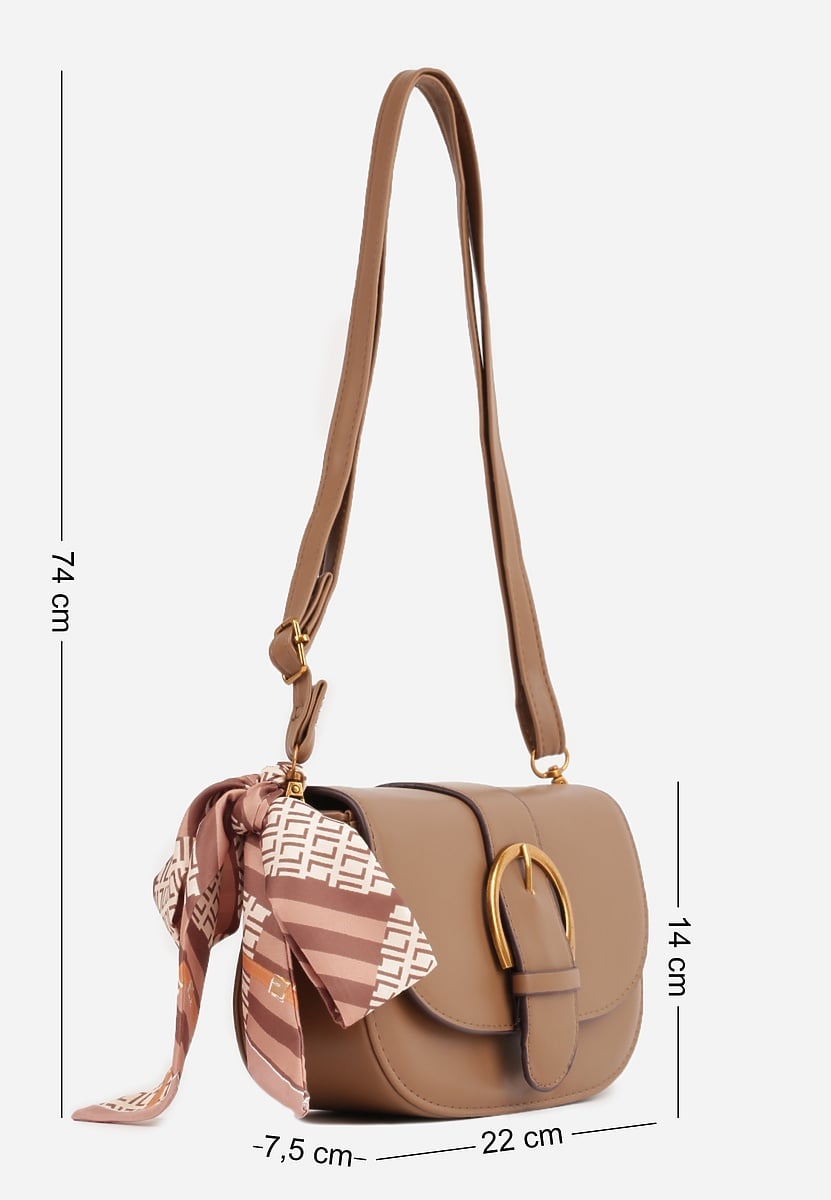 Geantă crossbody cu clapă, cataramă decorativă în stil retro și
