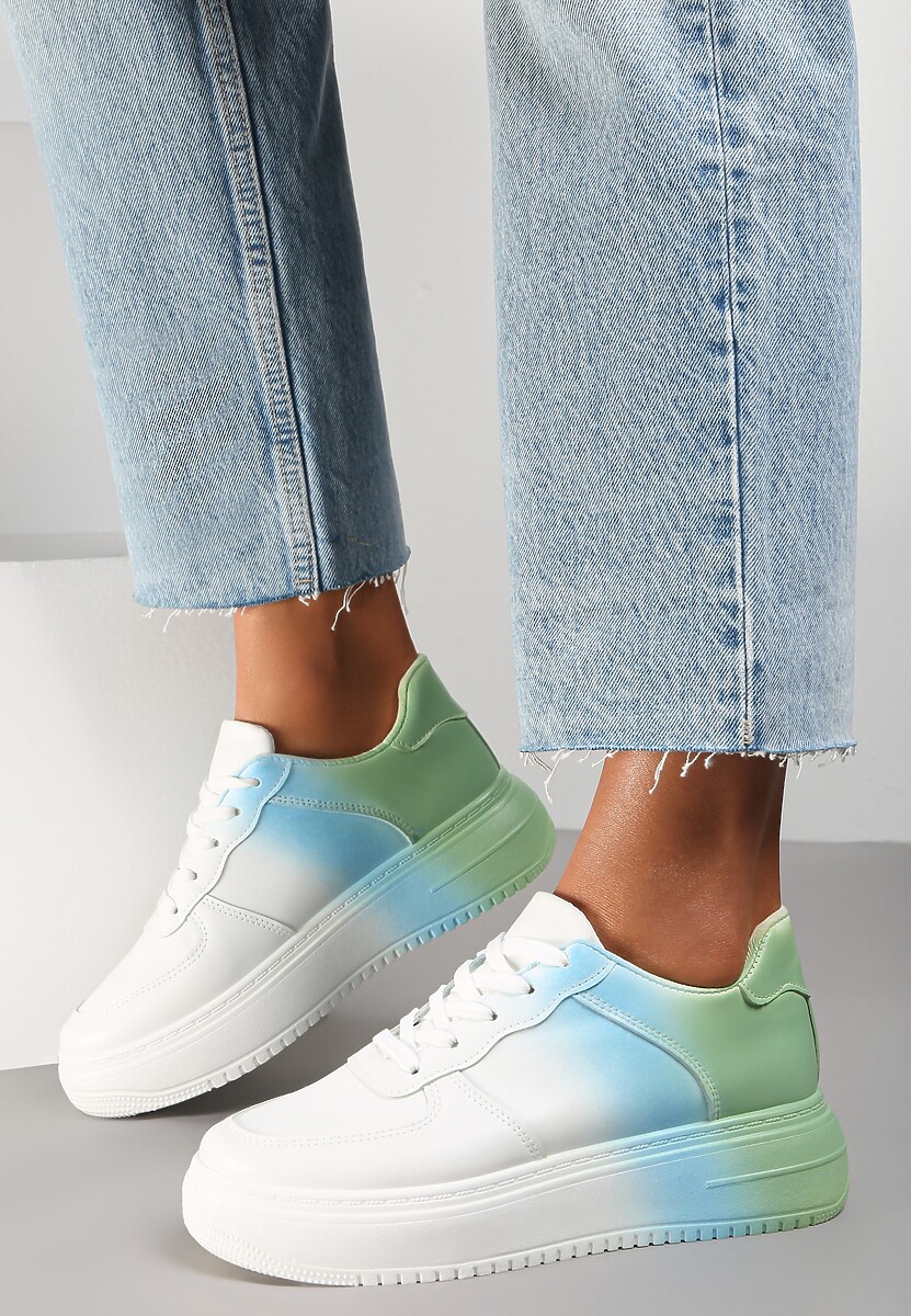 Biało-Zielone Sneakersy Omphasia