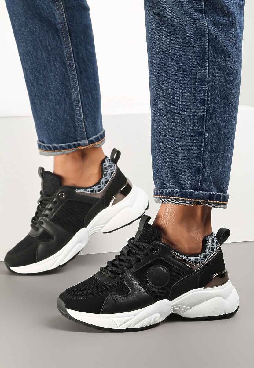 Czarne Buty Sportowe na Grubej Podeszwie Omine 2
