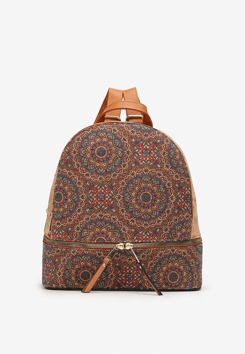 Zielono-Czerwony Boho Plecak w Mozaikowy Print Shinre 1