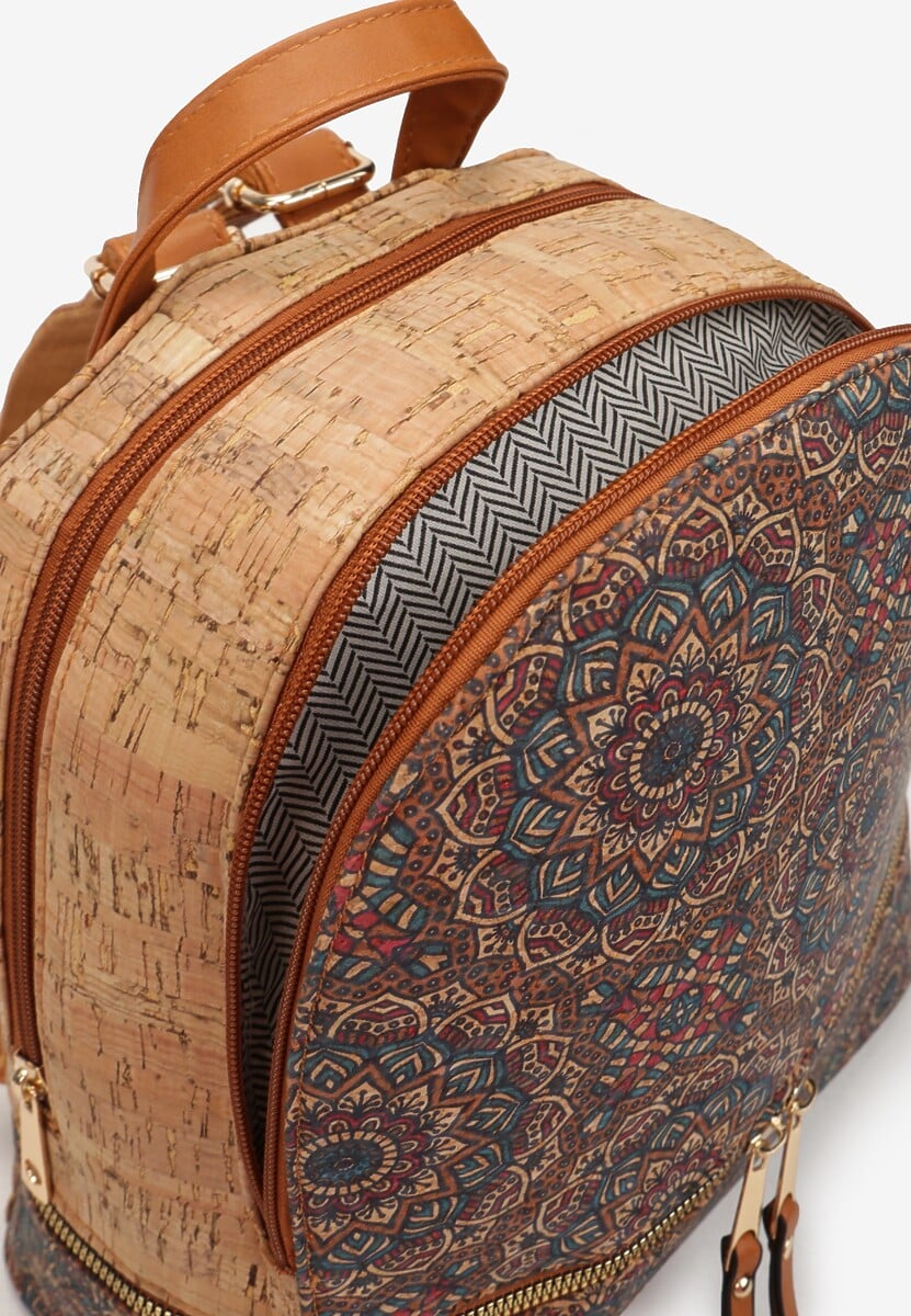 Zielono-Czerwony Boho Plecak w Mozaikowy Print Shinre 3