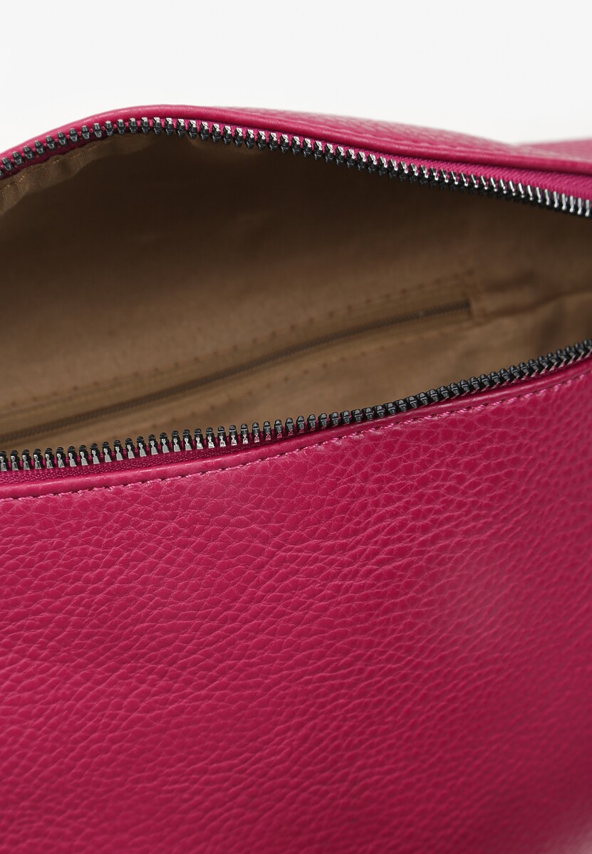 Fuksjowa Torebka Crossbody z Gładkiej Ekoskóry z Frędzlami i Paskiem Stellia 3
