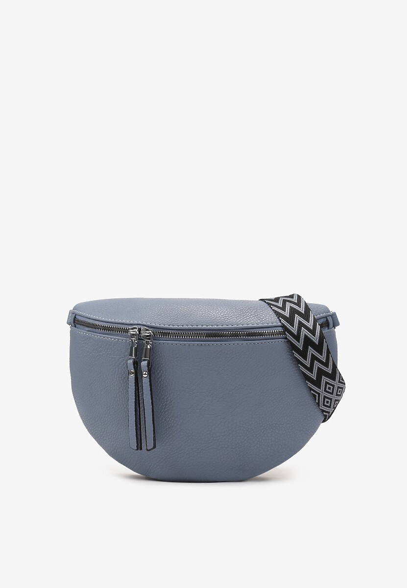 Jasnoniebieska Torebka Crossbody z Gładkiej Ekoskóry z Frędzlami i Paskiem Stellia 1