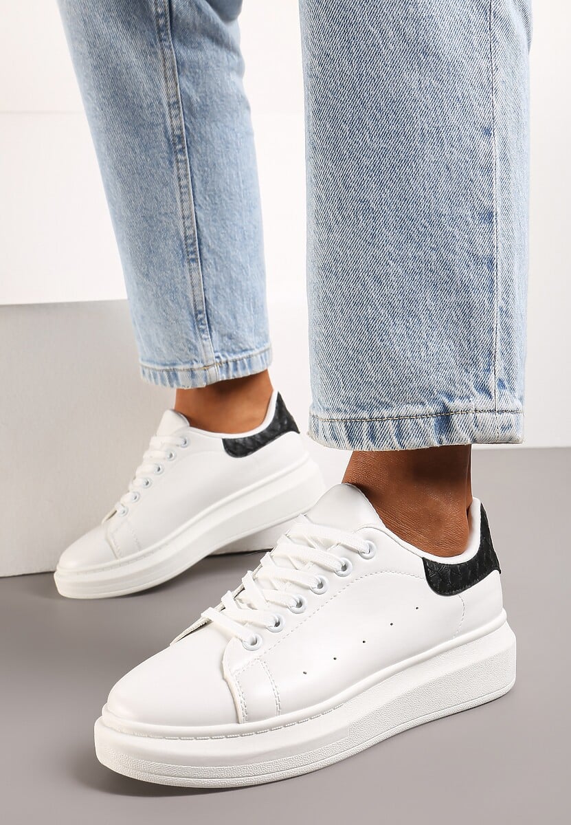 Biało-Czarne Sneakersy na Niskiej Platformie w Klasycznym Stylu Lucid Dream 3