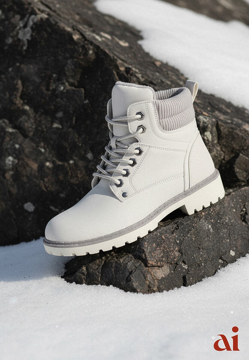 Szare Sznurowane Casualowe Traperki na Płaskiej Podeszwie Relobia 1