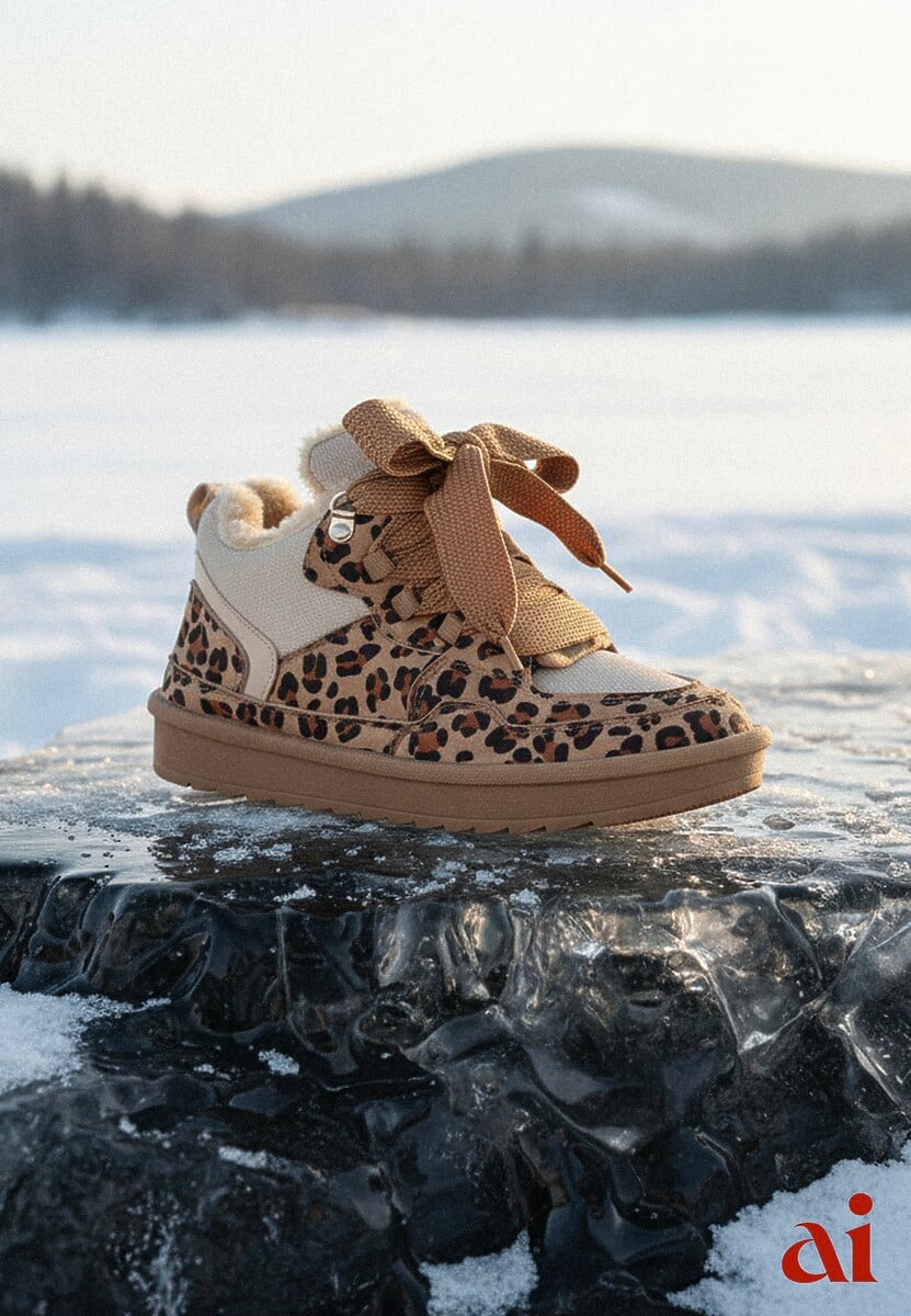 Brązowe Zimowe Sneakersy Vices Stylizowane na Śniegowce z Futerkiem i Wzorem w Panterkę Tennira 1