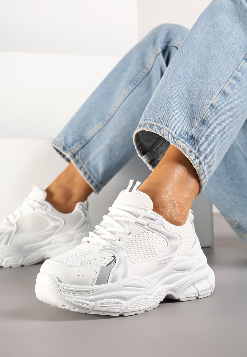 Białe Sneakersy Vices na Platformie Ozdobione Tłoczeniem Natiselle 2