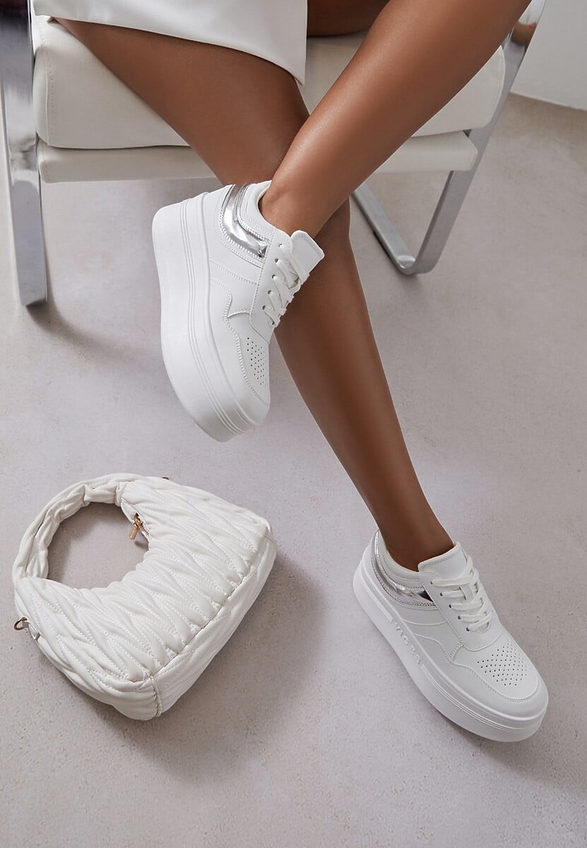 Sneakers Eanneth Alb cu argintiu 1