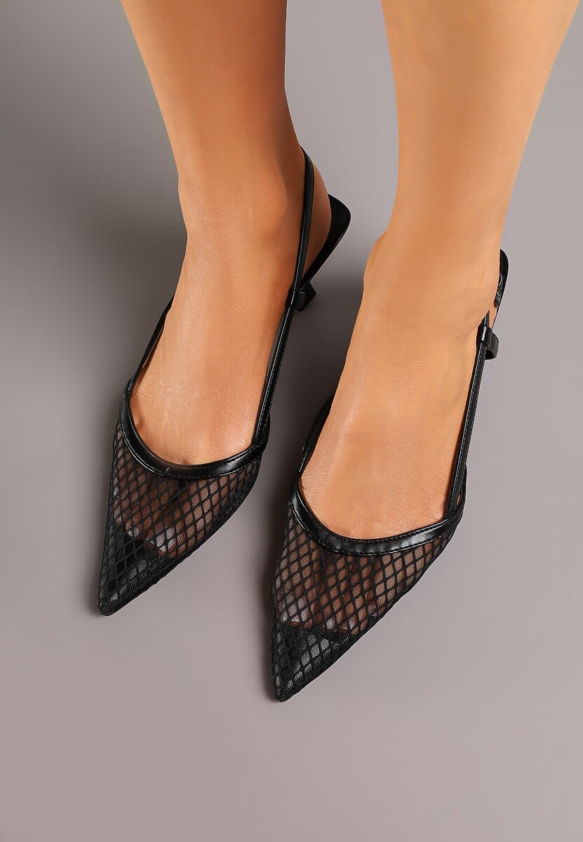 Czarne Sandały Vices na Kaczuszce Slingback z Siateczkową Cholewką Lumevile 3
