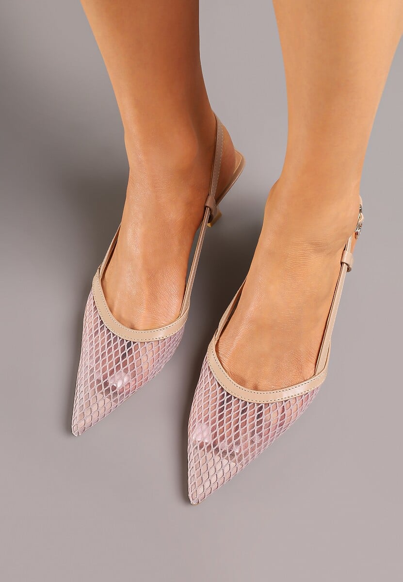 Beżowe Sandały Vices na Kaczuszce Slingback z Siateczkową Cholewką Lumevile 3