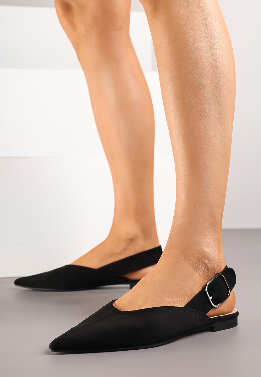 Czarne Sandały Vices Typu Slingback z Wkładką ze Skóry Naturalnej Rallora 2