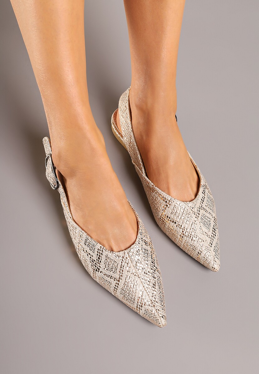 Złote Sandały Vices Typu Slingback z Wkładką ze Skóry Naturalnej Rallora 3