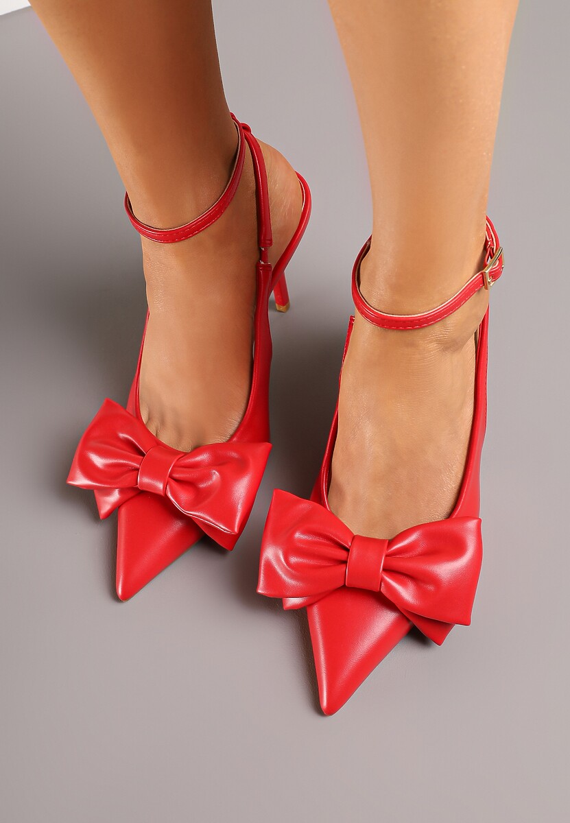 Czerwone Sandały Vices na Szpilce Slingback Ozdobione Kokardą Tilvanea 1