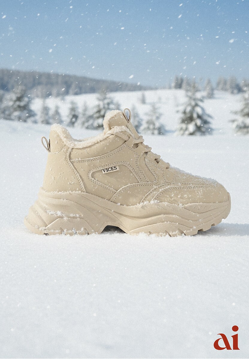 Ciemnobeżowe Streetwearowe Sneakersy Vices Chunky w Stylu Traperów na Platformie Leate 1