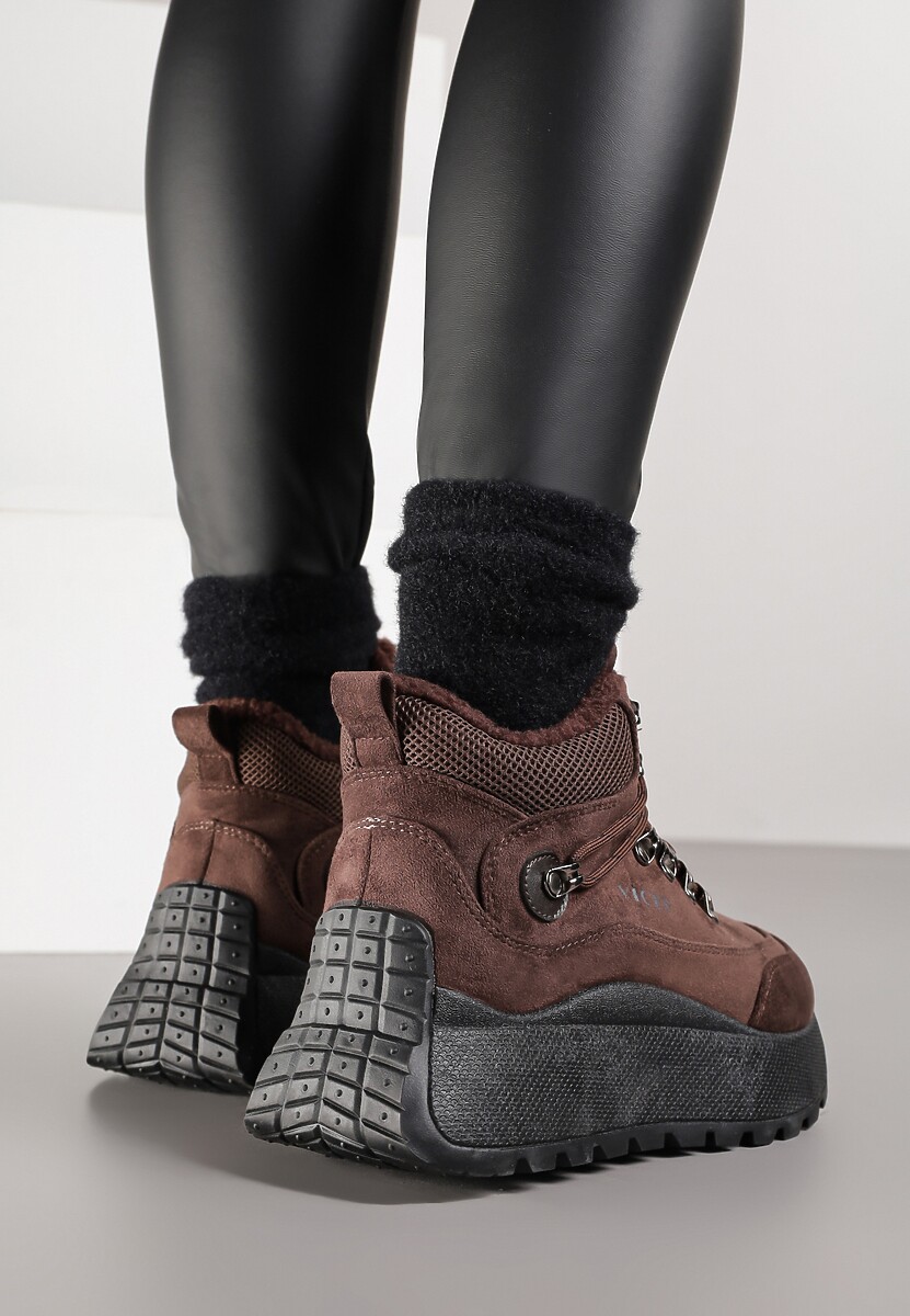 Brązowe Sneakersy Śniegowce Vices na Platformie w Sportowym Stylu Nelsella 3