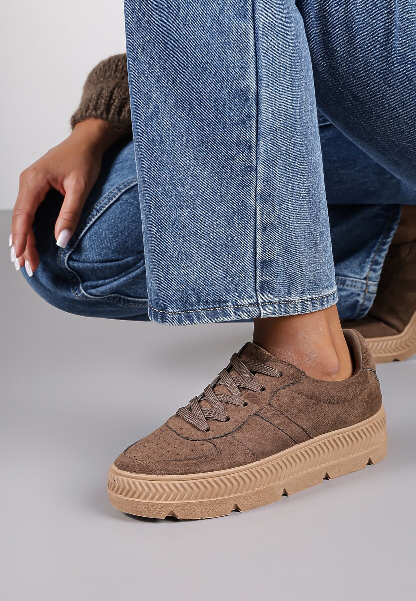 Brązowe Sneakersy Vices na Platformie z Tłoczeniem Alarrive 1