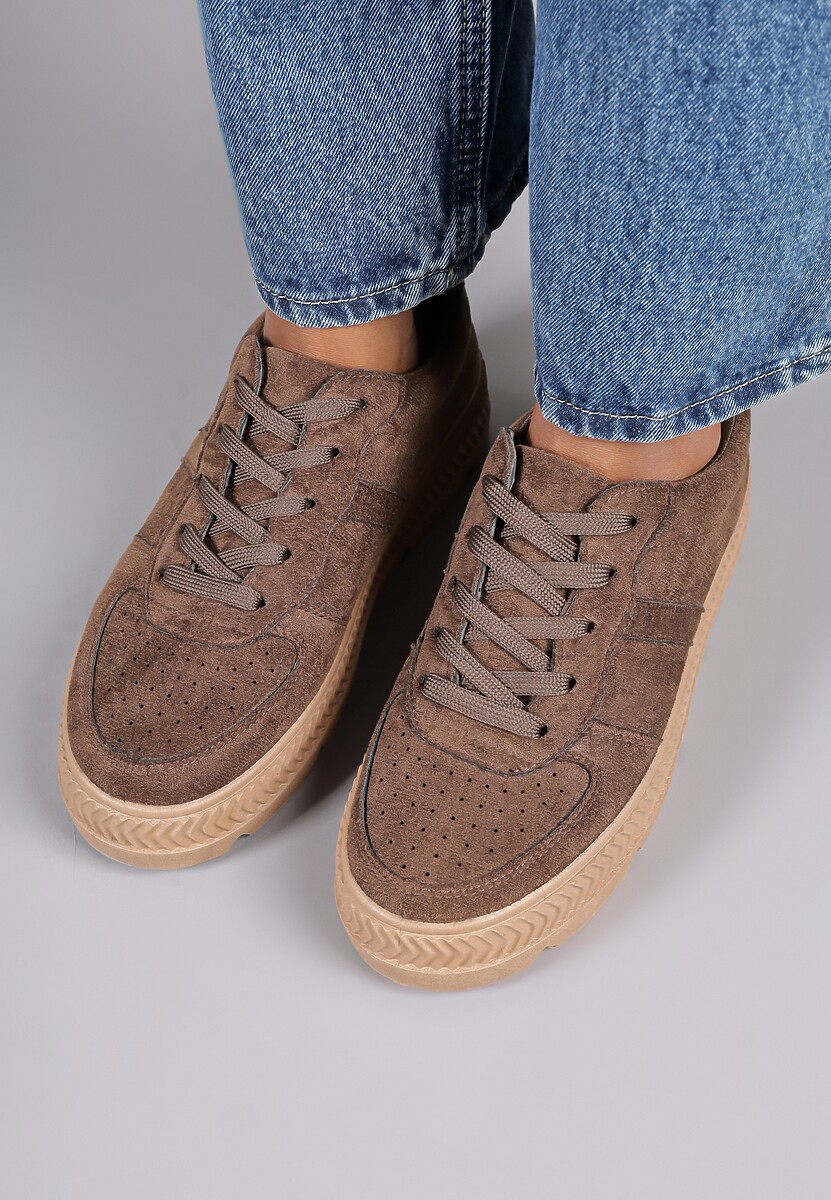 Brązowe Sneakersy Vices na Platformie z Tłoczeniem Alarrive 3