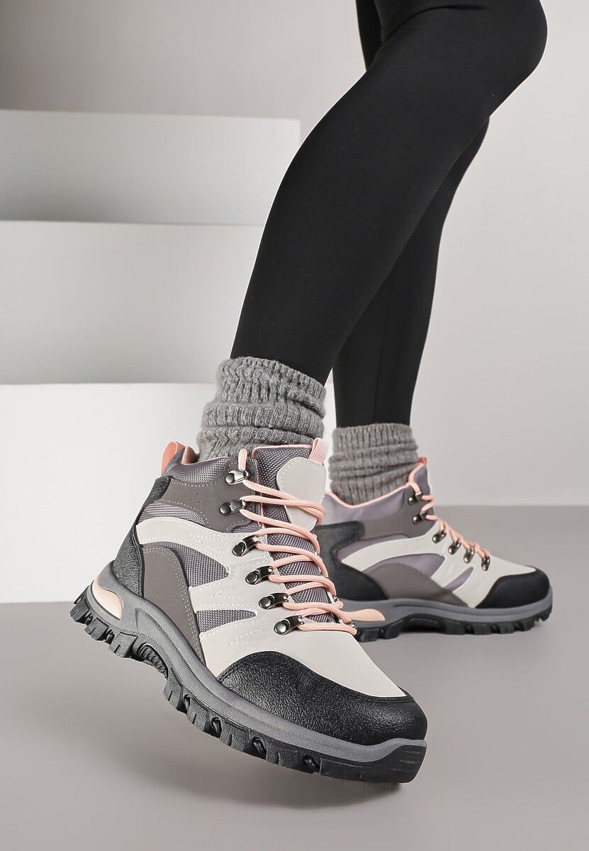 Szare Buty Trekkingowe Trapery Vices z Geometrycznym Wzorem Norrive 2