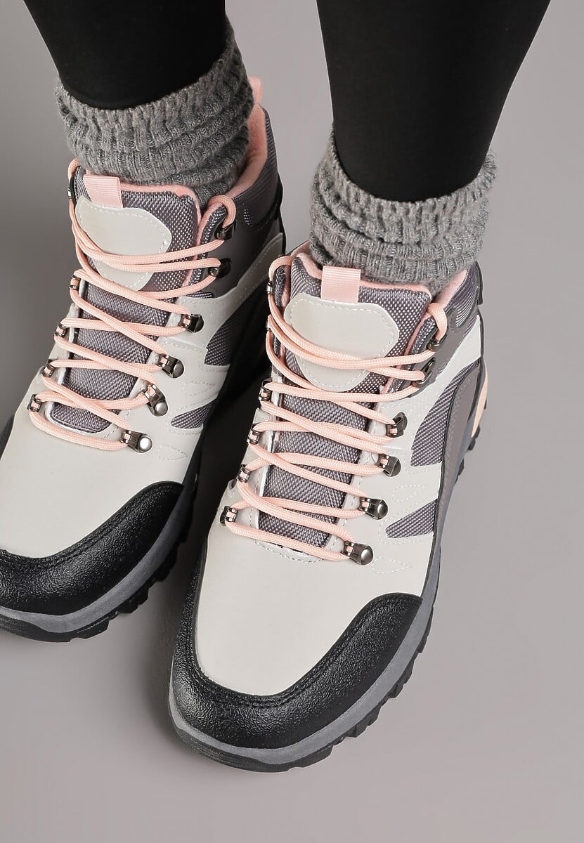 Szare Buty Trekkingowe Trapery Vices z Geometrycznym Wzorem Norrive 3