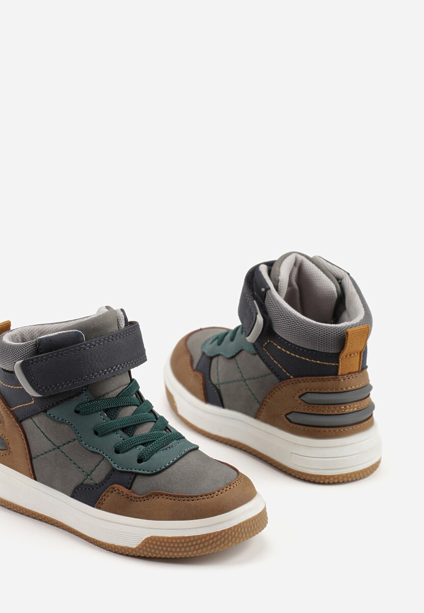 Ciemnobeżowe Botki Vices Typu Sneakersy Ozdobione Przeszyciami  Esallea 3