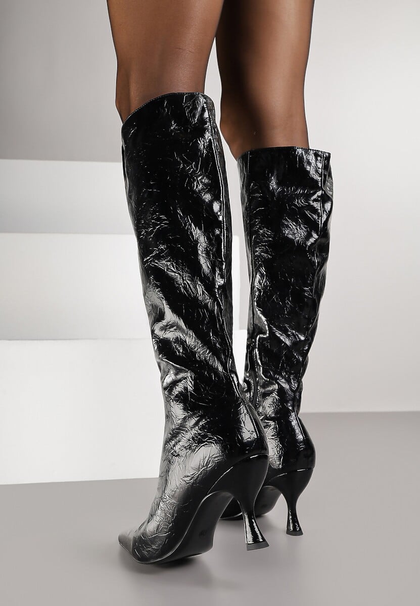 Czarne Kozaki Vices na Szpilce w Stylu Slouchy Todvire 3