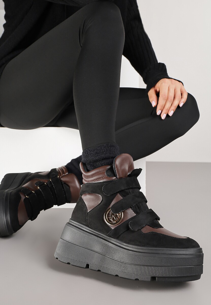Botine Gelira Negru cu maro 1