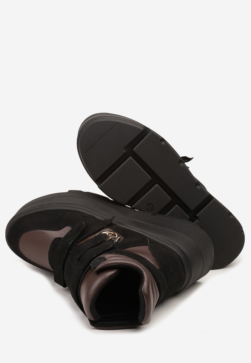 Czarno-Brązowe Botki Sneakersy Vices na Platformie w Stylu Y2K Gelira 4