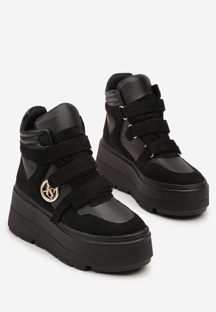 Czarne Botki Sneakersy Vices na Platformie w Stylu Y2K Gelira 2