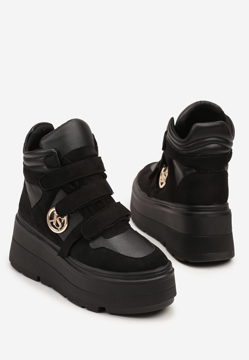 Czarne Botki Sneakersy Vices na Platformie w Stylu Y2K Gelira 3