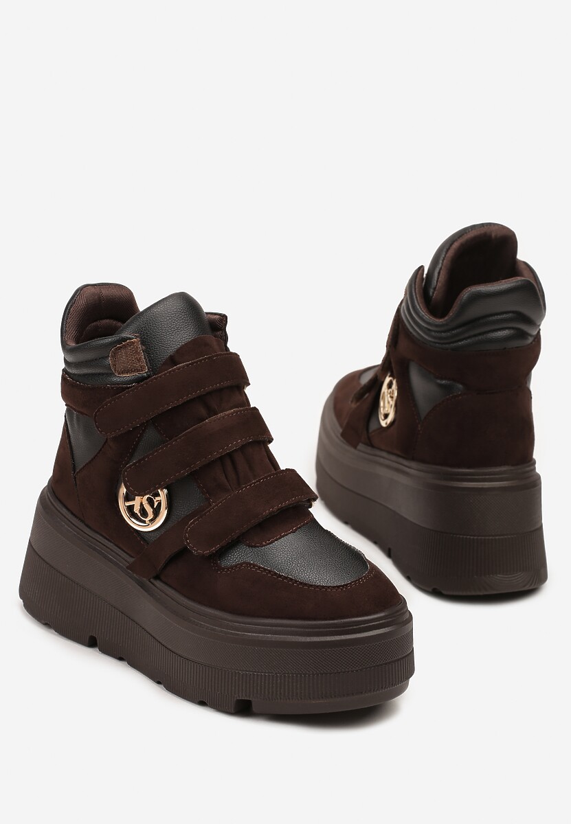 Brązowe Botki Sneakersy Vices na Platformie w Stylu Y2K Gelira 3
