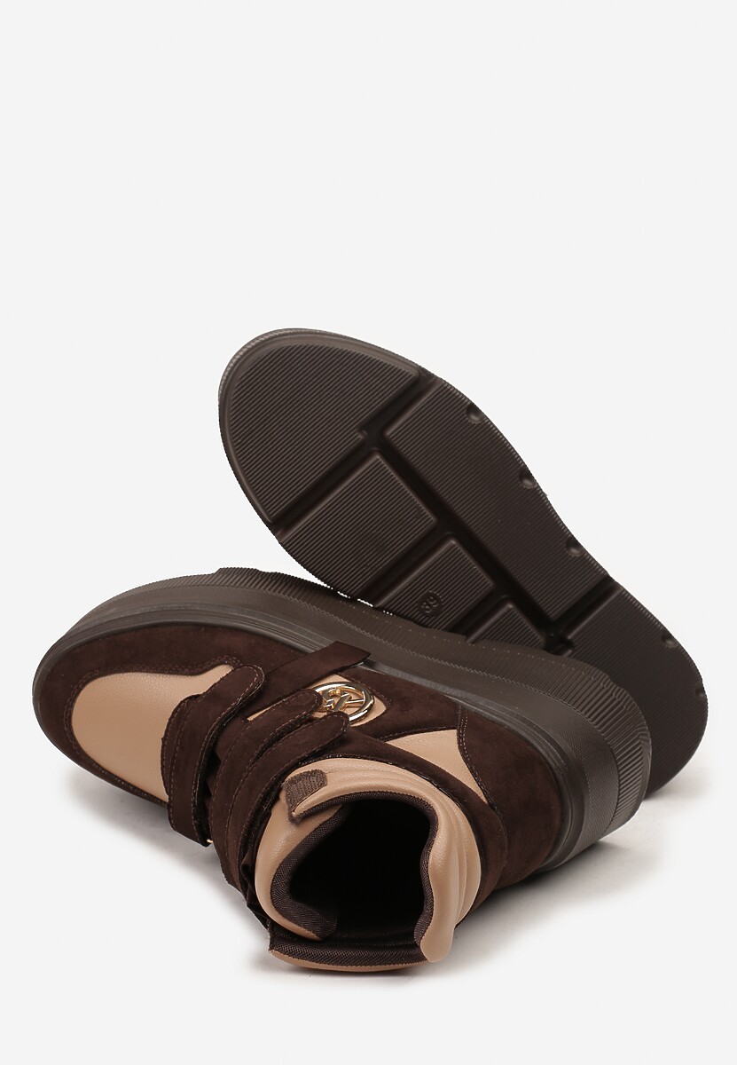 Beżowo-Brązowe Botki Sneakersy Vices na Platformie w Stylu Y2K Gelira 4