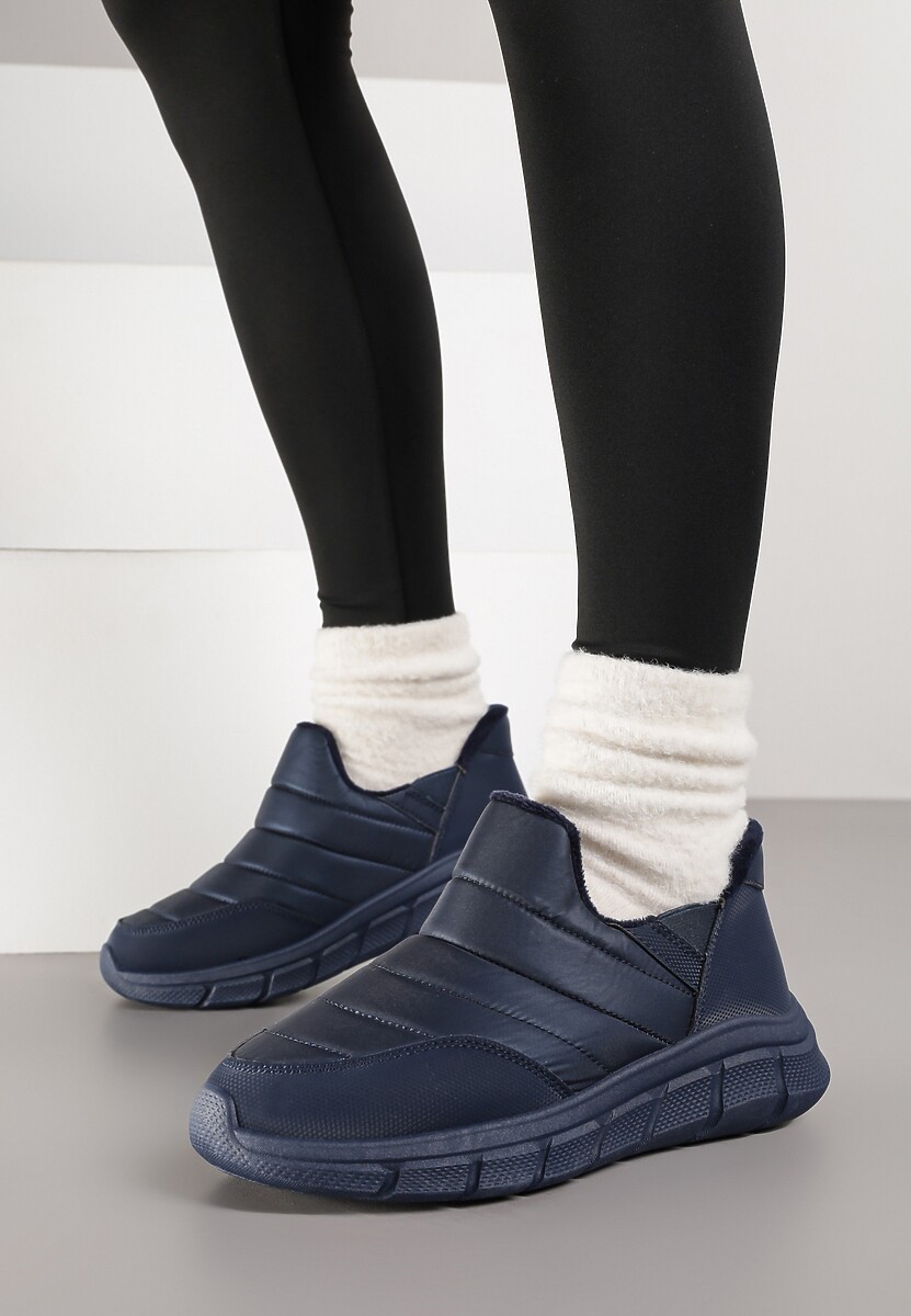 Niebieskie Sneakersy na Platformie z Tłoczeniem i Pikowaną Cholewką Vermina 2