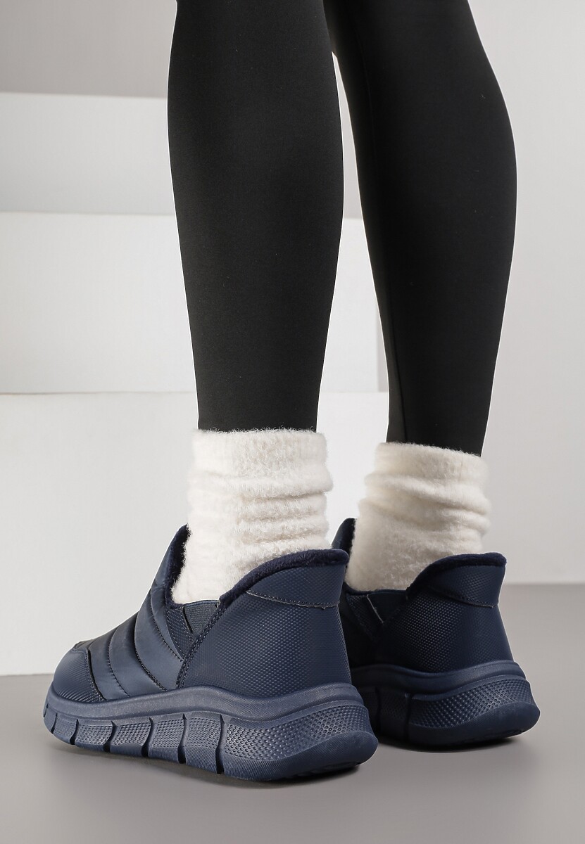 Niebieskie Sneakersy na Platformie z Tłoczeniem i Pikowaną Cholewką Vermina 3
