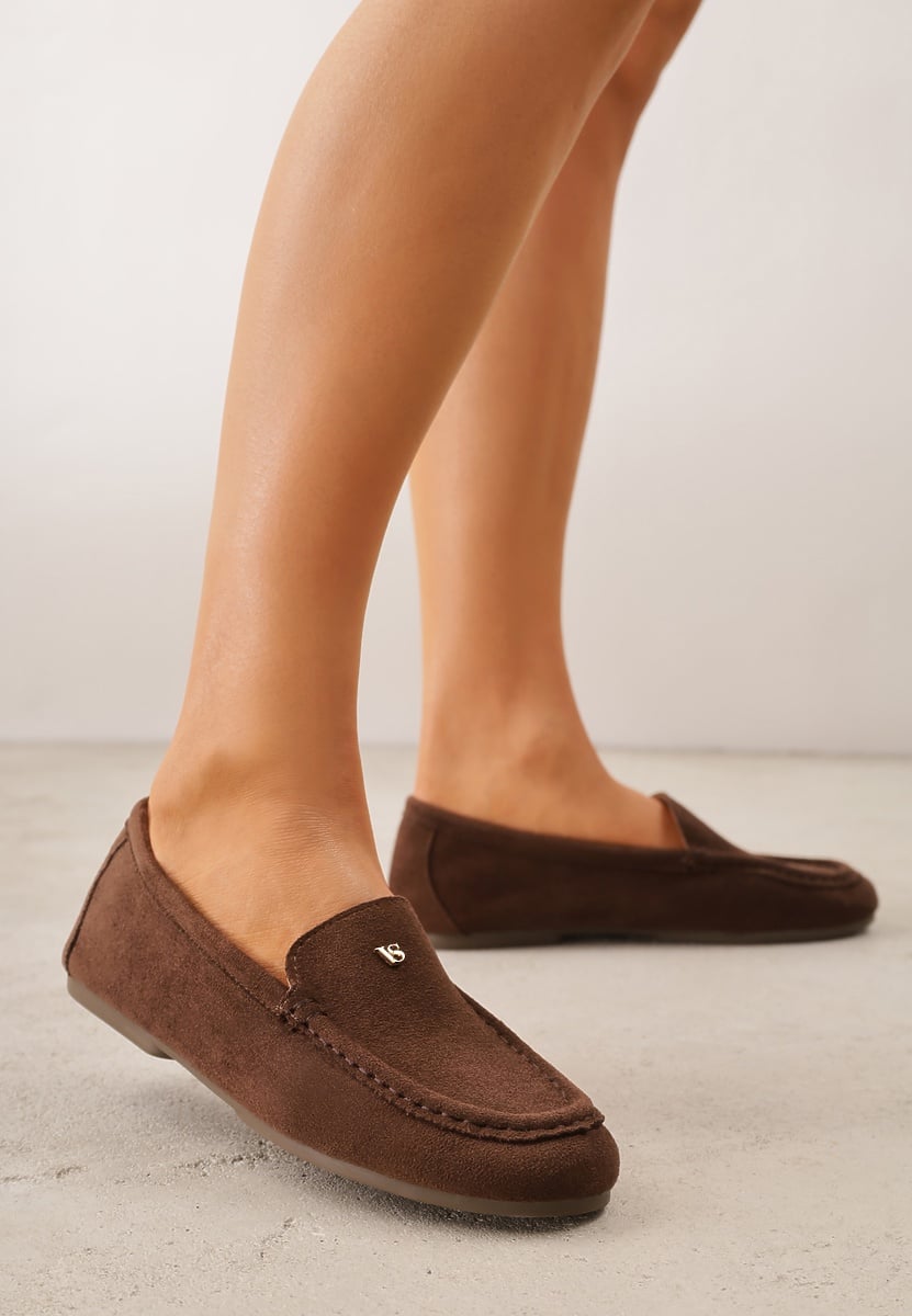 Brązowe Mokasyny VICES z Wkładką ze Skóry Naturalnej i Metalicznym Elementem Alcimene 1