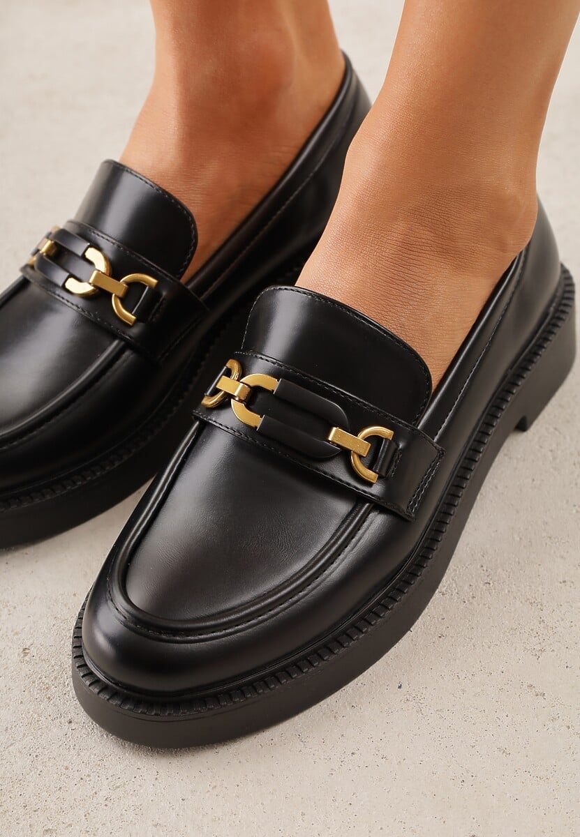 Czarne Eleganckie Mokasyny VICES z Aplikacją i Wkładką ze Skóry Naturalnej Arinatta 3