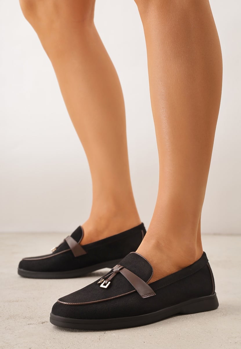 Czarne Mokasyny VICES z Imitacji Zamszu z Wkładką ze Skóry Naturalnej Dispova 2