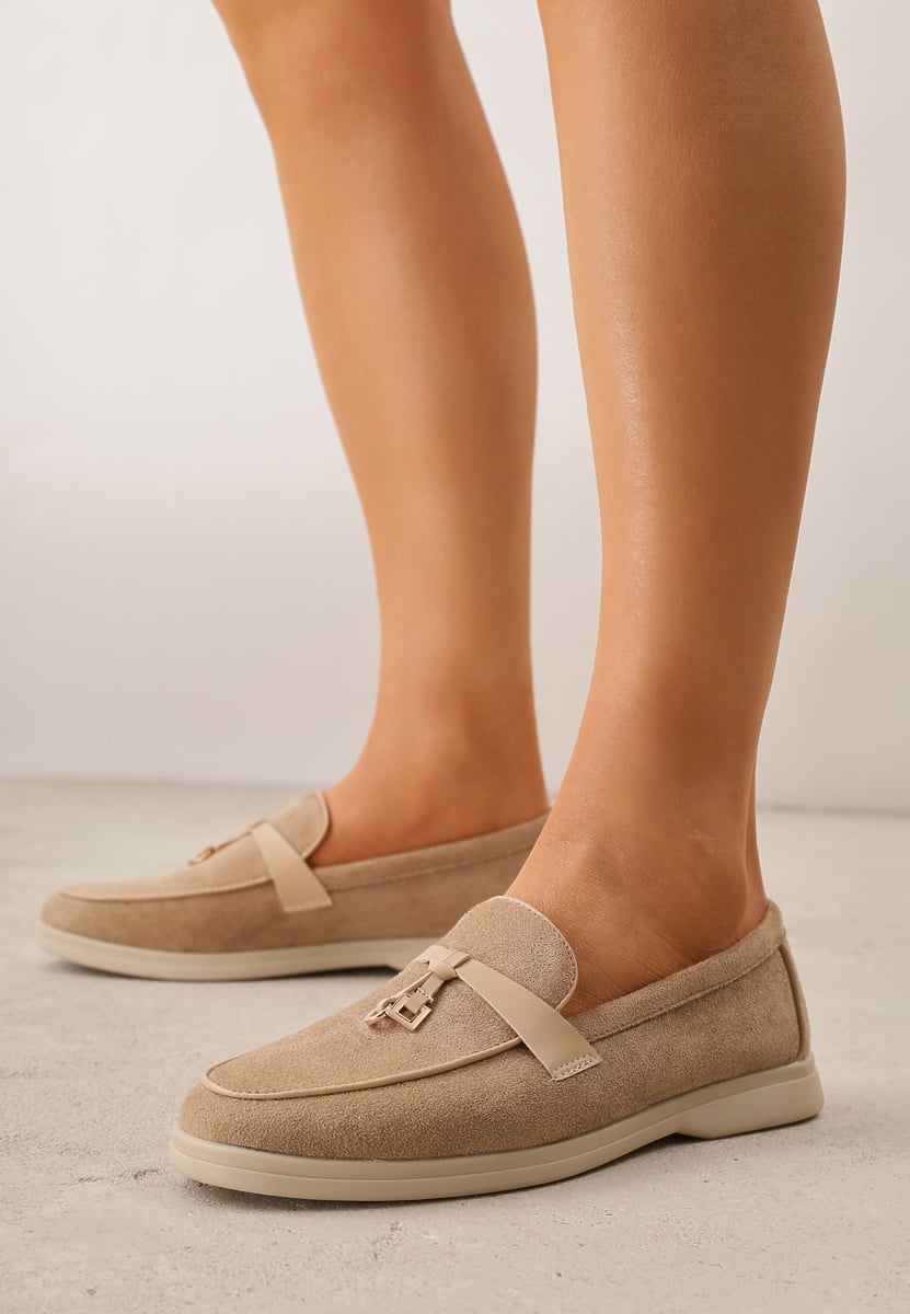 Ciemnobeżowe Mokasyny VICES z Imitacji Zamszu z Wkładką ze Skóry Naturalnej Dispova 2