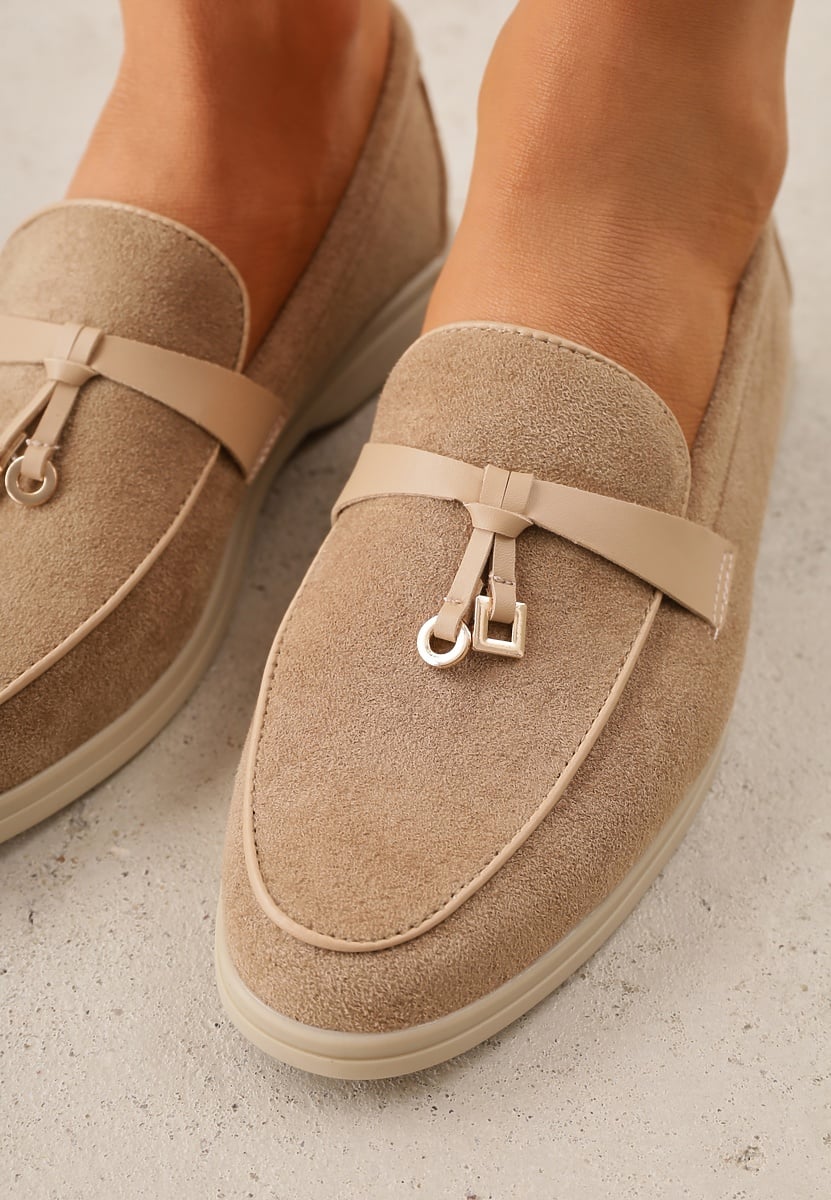 Ciemnobeżowe Mokasyny VICES z Imitacji Zamszu z Wkładką ze Skóry Naturalnej Dispova 3