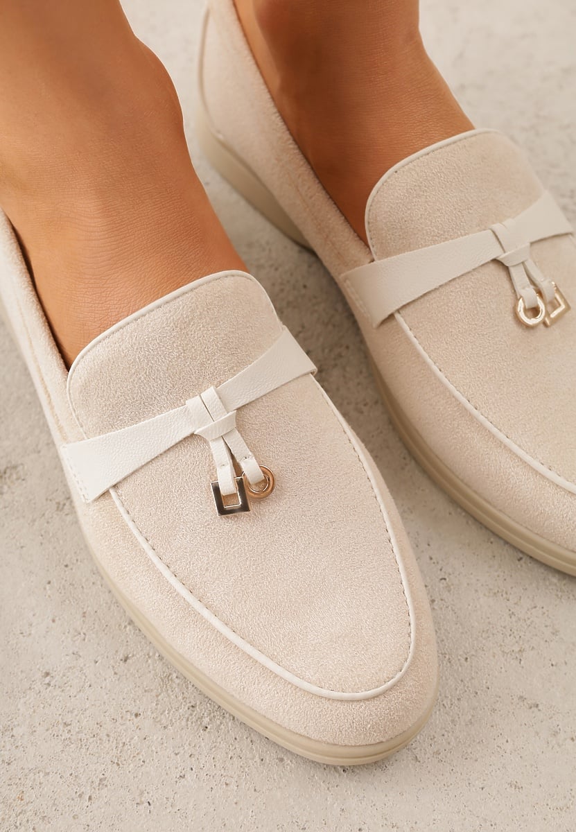 Beżowe Mokasyny VICES z Imitacji Zamszu z Wkładką ze Skóry Naturalnej Dispova 3