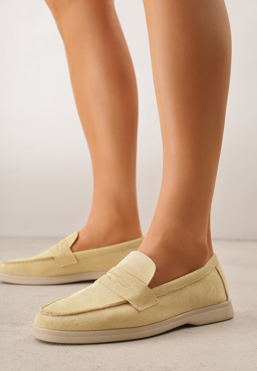 Żółte Mokasyny Casual VICES z Imitacji Zamszu z Wkładką ze Skóry Naturalnej Sheiris 1