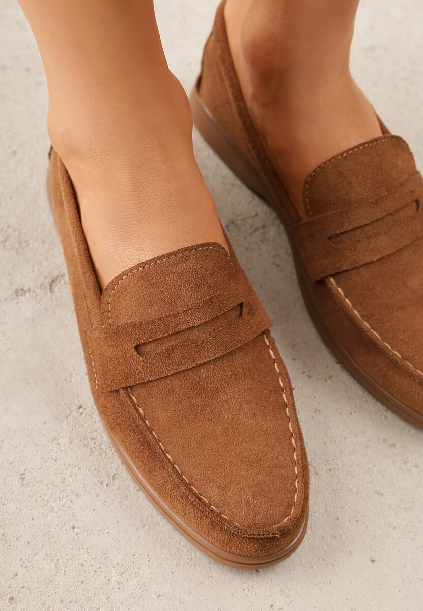 Brązowe Mokasyny Casual VICES z Imitacji Zamszu z Wkładką ze Skóry Naturalnej Sheiris 3