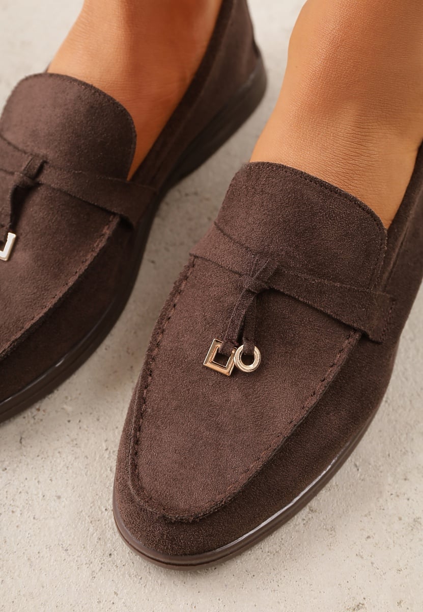 Ciemnobrązowe Mokasyny VICES Casualowe ze Skórzaną Wkładką i Metalowymi Ozdobami Dinsmore 3