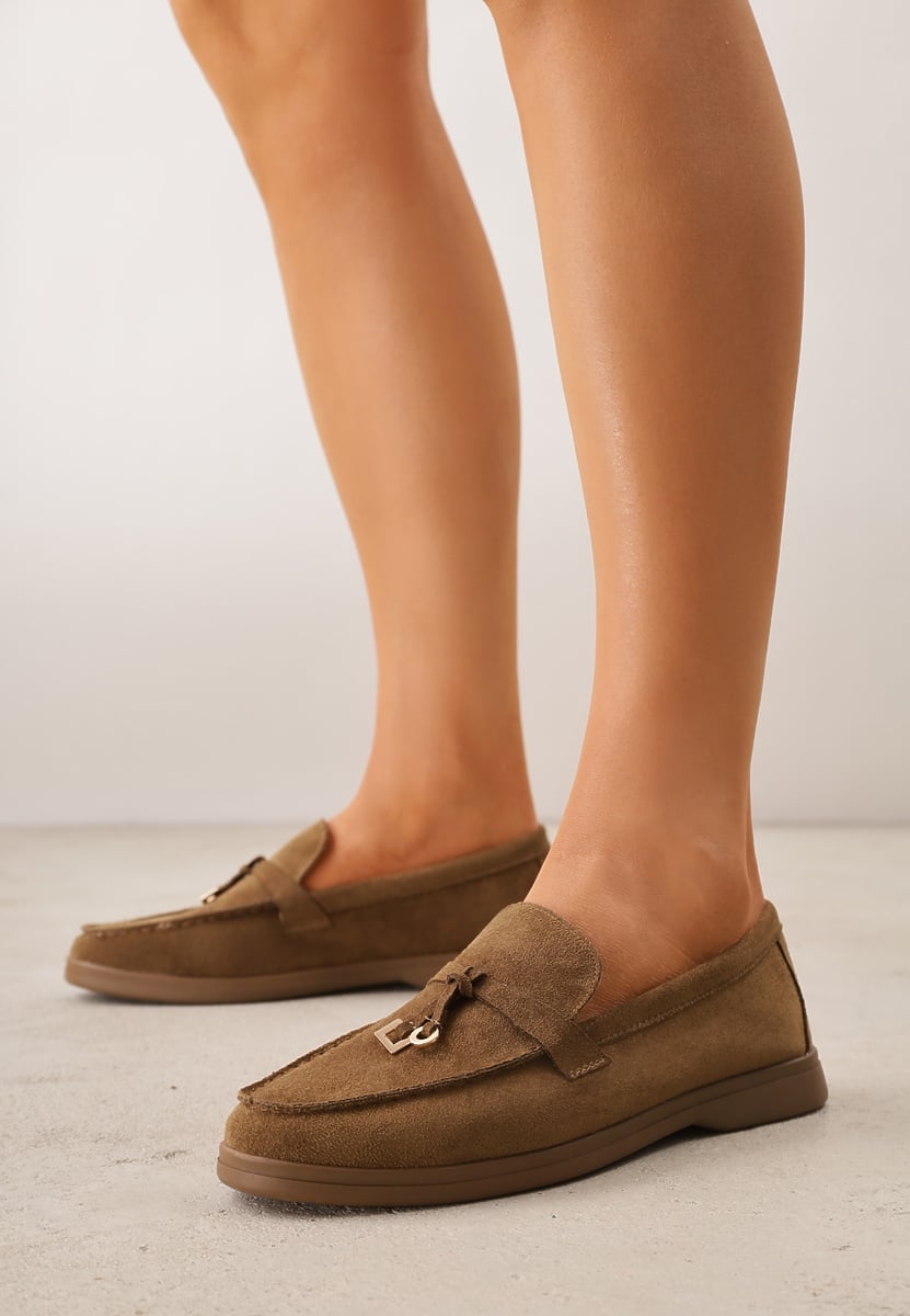 Zielone Mokasyny VICES Casualowe ze Skórzaną Wkładką i Metalowymi Ozdobami Dinsmore 2