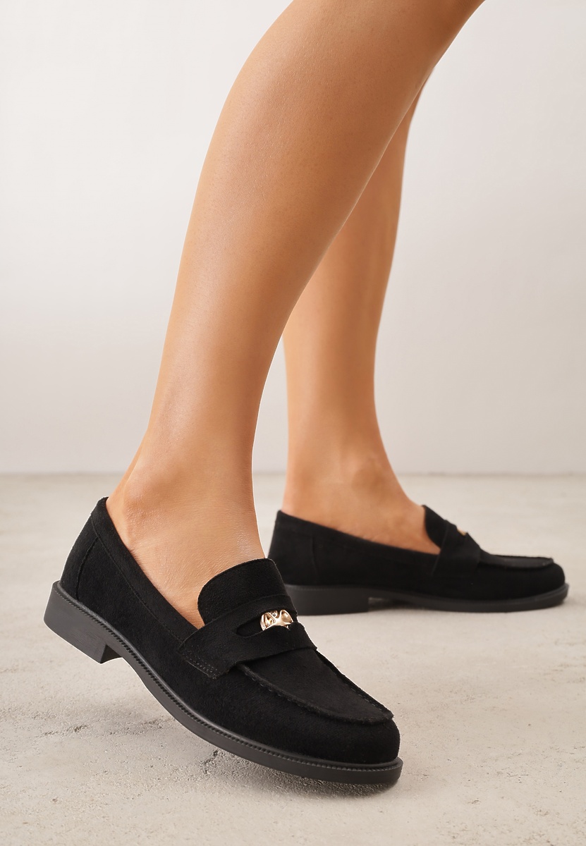 Czarne Mokasyny VICES ze Skórzaną Wkładką i Metaliczną Ozdobą Sereisana 2