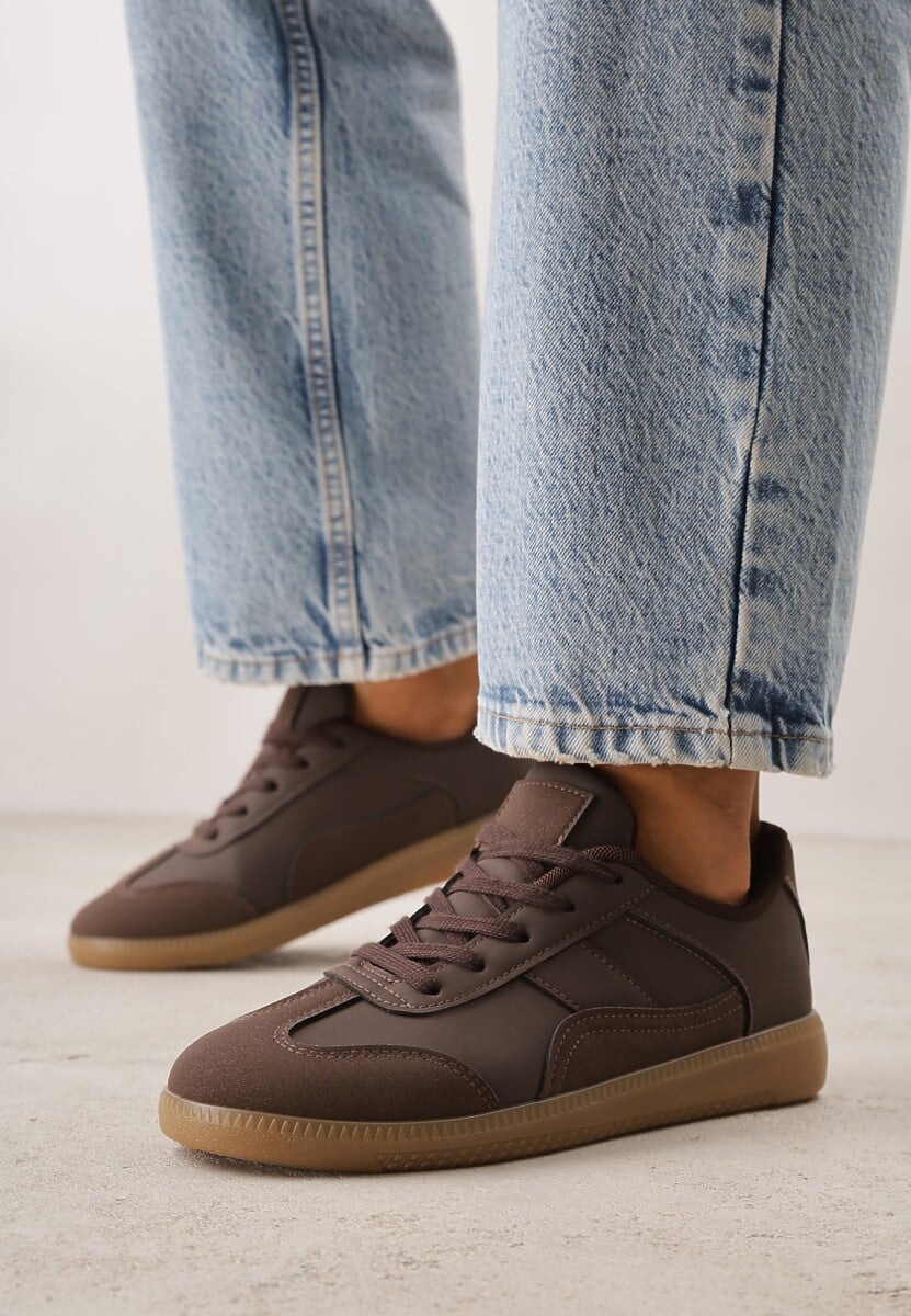 Brązowe Sneakersy VICES w Stylu Kultowych Tenisówek z Łączonych Materiałów Azivina 2