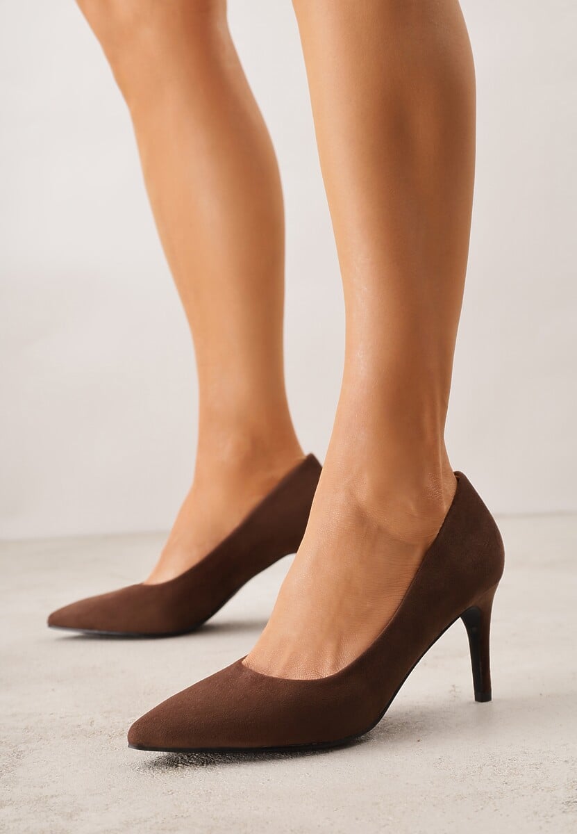 Brązowe Casualowe Szpilki Vices z Wkładką ze Skóry Naturalnej Cleinae 2