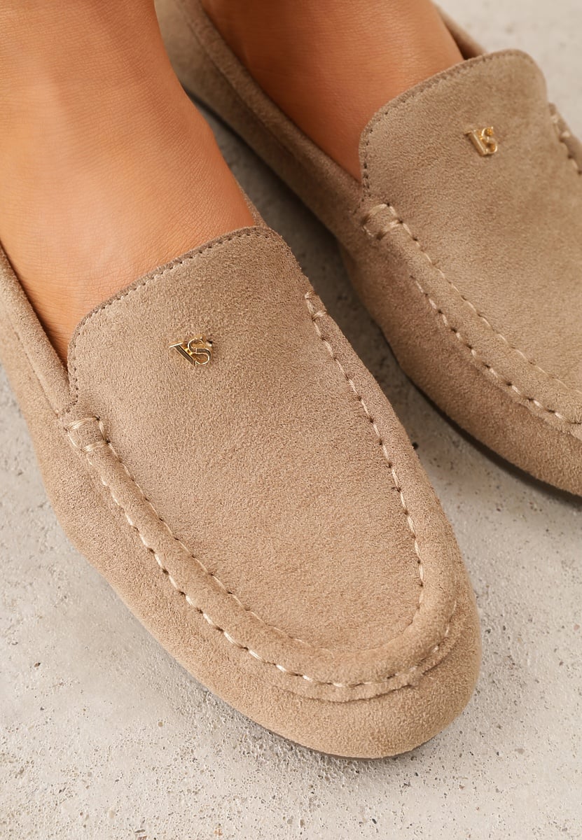 Beżowe Mokasyny VICES z Wkładką ze Skóry Naturalnej i Metalicznym Elementem Alcimene 3