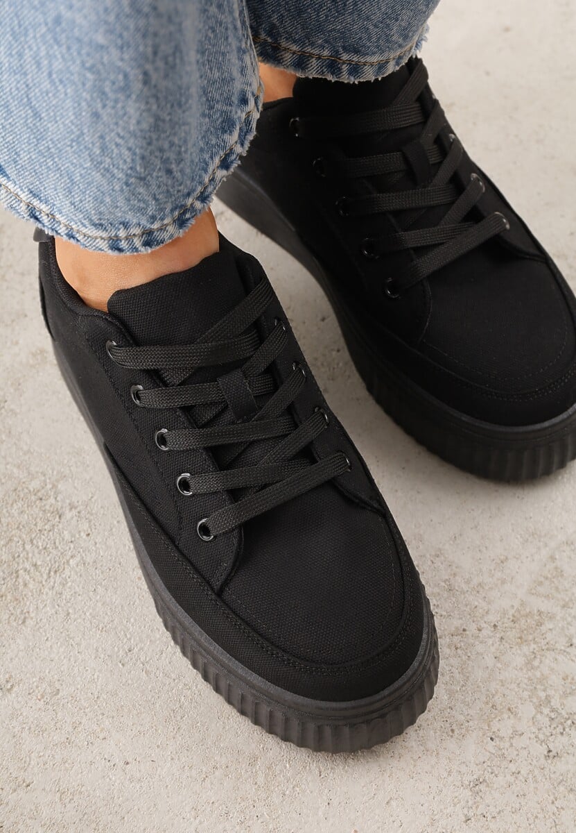 Czarne Chunky Sneakersy na Tłoczonej Platformie Trianne 3