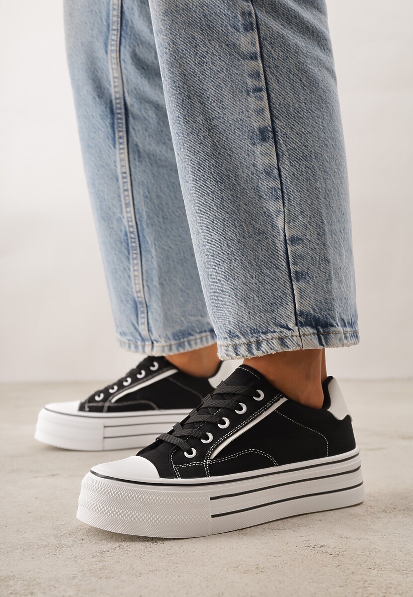 Czarne Trampki o Klasycznym Fasonie na Platformie Opheme 2