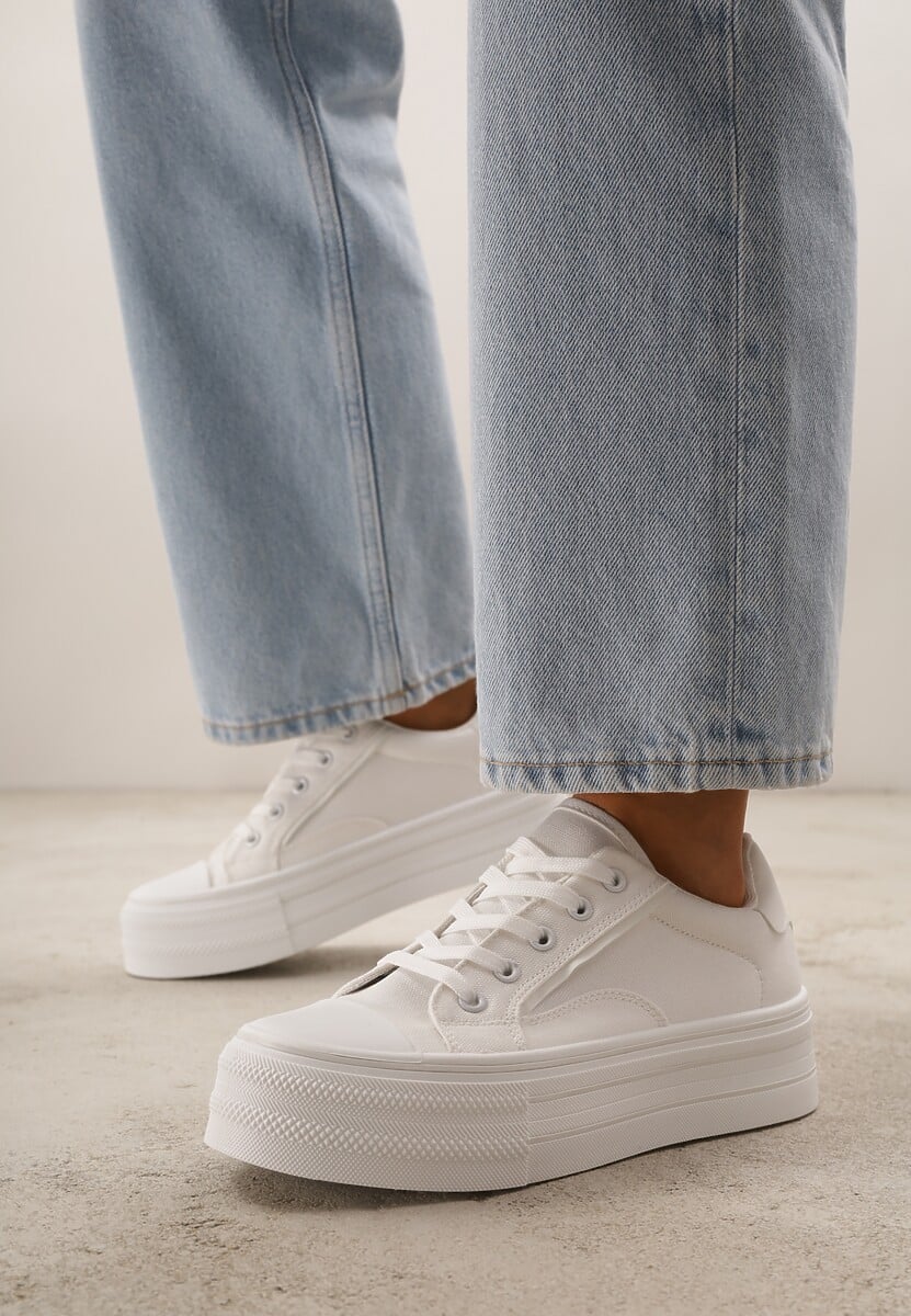 Białe Trampki o Klasycznym Fasonie na Platformie Opheme 2